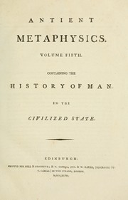 Cover of: Antient metaphysics: or, The science of universals...