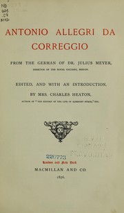 Cover of: Antonio Allegri da Correggio from the German of Dr. Julius Meyer by Meyer, Julius