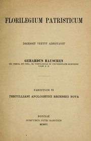 Cover of: Apologetici recensio nova [edidit] Gerardus Rauschen