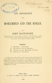 Cover of: An apology for Mohammed and the Koran by Davenport, John