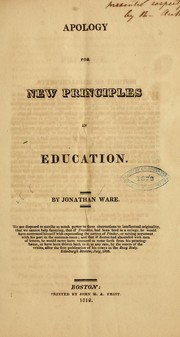 Cover of: Apology for new principles in education | Jonathan Ware