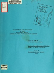 Cover of: Application for designation of the Roslindale square commercial revitalization district