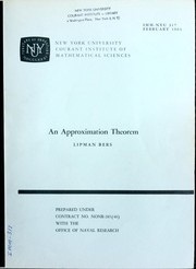Cover of: An approximation theorem by Lipman Bers, Lipman Bers