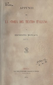 Cover of: Appunti per la storia del teatro italiano