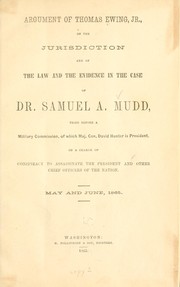 Cover of: Argument of Thomas Ewing, jr.
