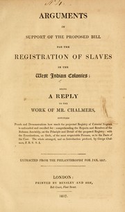 Arguments in support of the proposed bill for the registration of slaves in the West Indian colonies