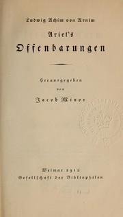 Cover of: Ariel's Offenbarungen by Ludwig Achim von Arnim, Ludwig Achim von Arnim