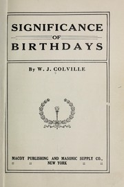 Cover of: Significance of birthdays by W. J. Colville