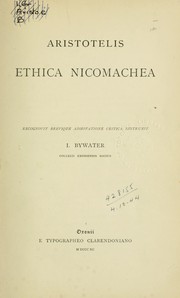 Cover of: Aristotelis Ethica Nicomachea by Aristotle