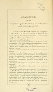 Cover of: Arrangements for the inauguration of the President of the United States | Washington, D.C. Inaugural committee, 1869