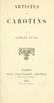 Cover of: Artistes et cabotins by Duval, Georges