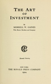 Cover of: The art of investment