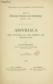 Cover of: Assyriaca by Hermann Vollrat Hilprecht