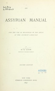 Cover of: An Assyrian manual: for the use of beginners in the study of the Assyrian language