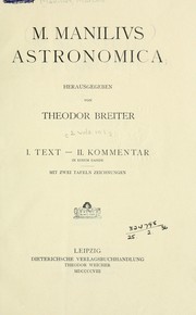 Cover of: Astronomica.: Hrsg. von Theodorus Breiter.