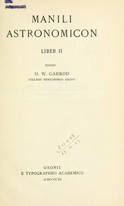 Cover of: Astronomicon liber 2.: Edidit H.W. Garrod.