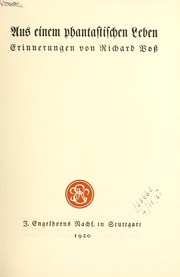 Cover of: Aus einem phantastischen Leben, Erinnerungen. by Richard Voss