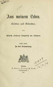 Cover of: Aus meinem Leben by Heinrich Langwerth von Simmern