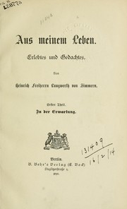 Cover of: Aus meinem Leben: Erlebtes und Gedachtes