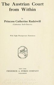 Cover of: The Austrian court from within by Catherine Radziwiłł