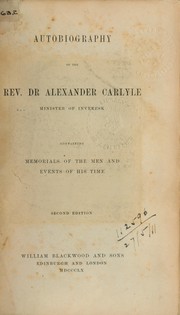 Cover of: Autobiography by Rev. Dr. Alexander Carlyle