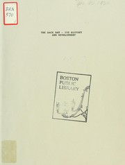 Cover of: The Back Bay - its history and development.