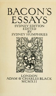 Cover of: Bacon's Essays