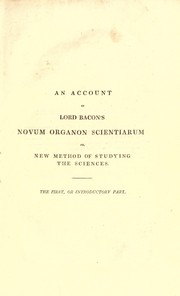 Cover of: An account of Lord Bacon's Novum organon scientiarum