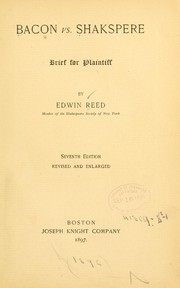 Cover of: Bacon vs. Shakespeare: brief for plaintiff