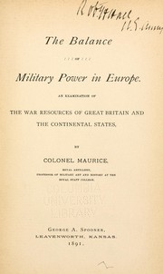 Cover of: The balance of military power in Europe: an examination of the war resources of Great Britain and the continental states