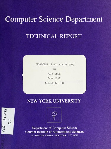 cover of Balancing is not always good