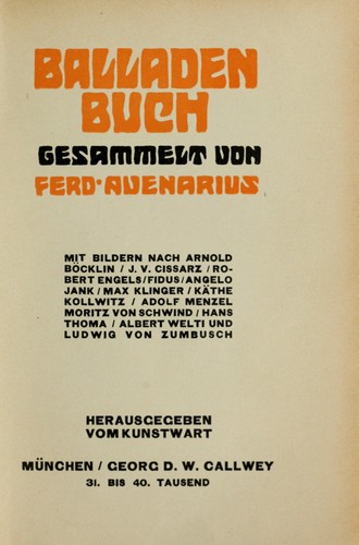 Balladenbuch by Ferdinand Avenarius