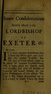 Cover of: Some considerations humbly offered to the Right Reverend the Lordbishop of Exeter ... by Benjamin Hoadly