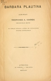 Cover of: Barbara Plautina by Theophanes A. Kakridis