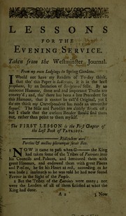 Cover of: Lessons for the evening service. Taken from the Westminster Journal