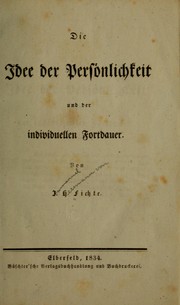 Cover of: Die Idee der Persönlichkeit und der individuellen Fortdauer