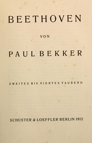 Cover of: Beethoven by Bekker, Paul