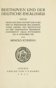 Cover of: Beethoven und der deutsche Idealismus by Schering, Arnold