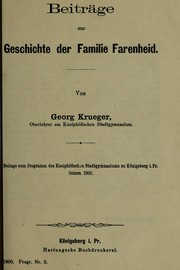 Cover of: Beiträge zur Geschichte der Familie Farenheid by Kreuger, Georg of Königsberg