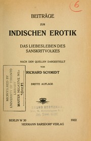 Cover of: Beiträge zur indischen Erotik: Das Liebesleben des Sanskritvolkes