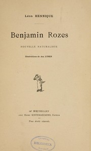 Cover of: Benjamin Rozes: nouvelle naturalistes