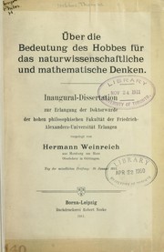 Cover of: Über die Bedeutung des Hobbes für das naturwissenschaftliche und mathematische Denken