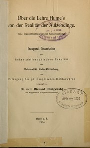 Cover of: Über die Lehre Hume's von der Realität der Aussendinge: Eine erkenntnistheoretische Untersuchung