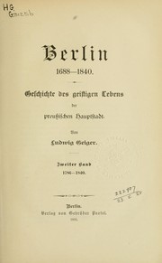 Cover of: Berlin 1688-1840 by Ludwig Geiger