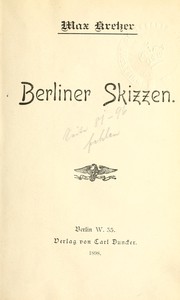 Berliner Skizzen by Max Kretzer