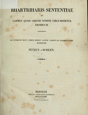 Cover of: Bhartriharis Sententiae et carmen quod chauri nomine circumfertur eroticum by Bhartr̥hari