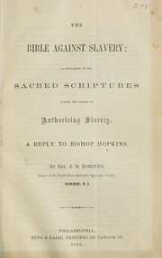 Cover of: The Bible against slavery