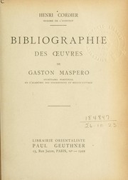 Cover of: Bibliographie des oeuvres de Gaston Maspero.
