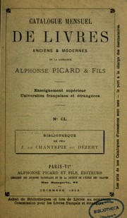 Cover of: Bibliothèque de feu J. de Chantepie du Dézert. by J. Chantepie