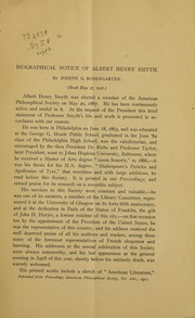 Cover of: Biograhical notice of Albert Henry Smyth by J. G. Rosengarten